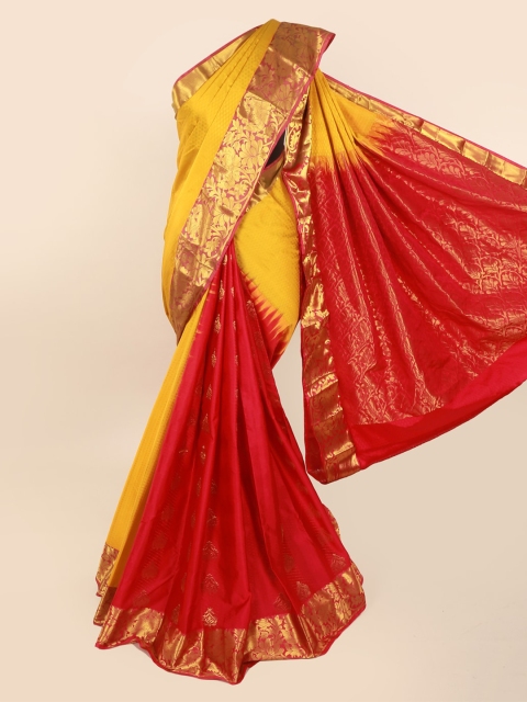 

Pothys Yellow & Red Pure Silk Woven Design Kanjeevaram Saree