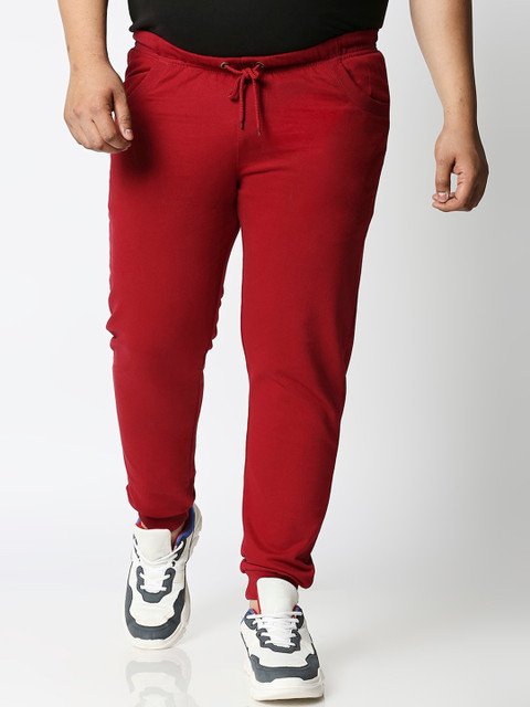 

Bewakoof Men Red Solid Plus Size Straight-Fit Joggers