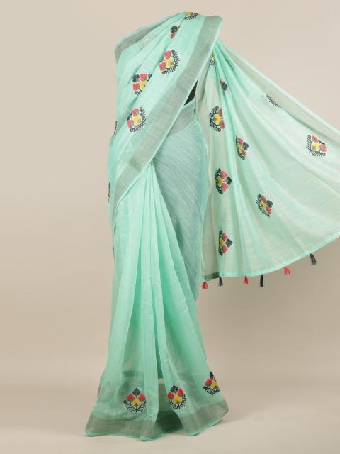 

Pothys Green Printed Jute Silk Saree
