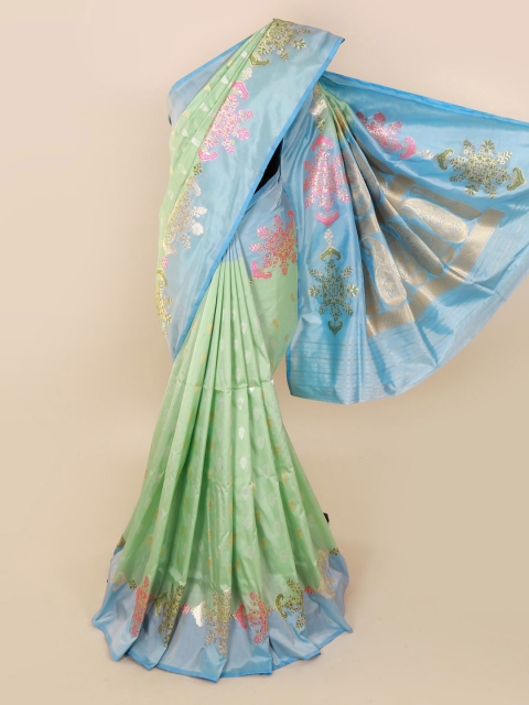 

Pothys Green & Turquoise Blue Pure Silk Woven Design Banarasi Saree