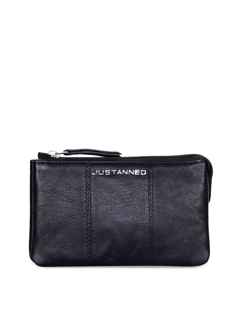 

Justanned Women Black Textured Leather Zip Around Wallet