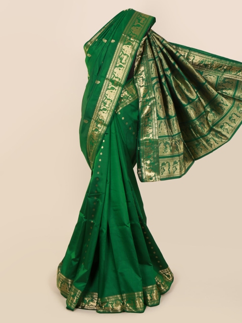 

Pothys Green Pure Silk Woven Design Baluchari Saree