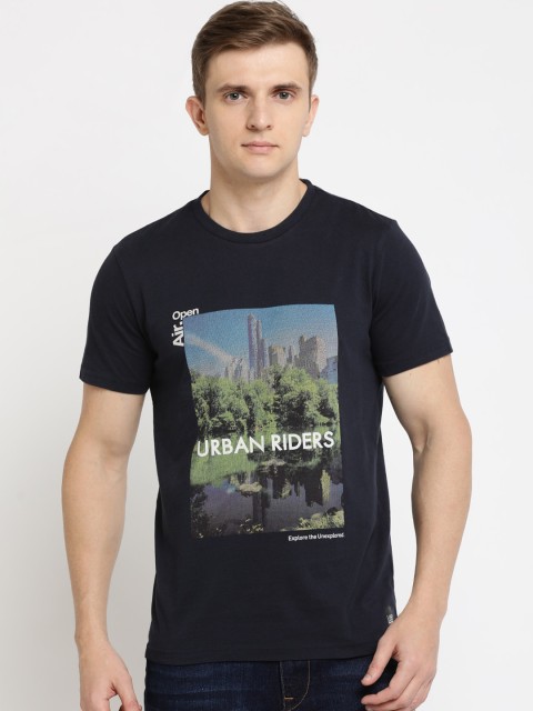 

Lee Men Navy Blue Printed Round Neck T-shirt