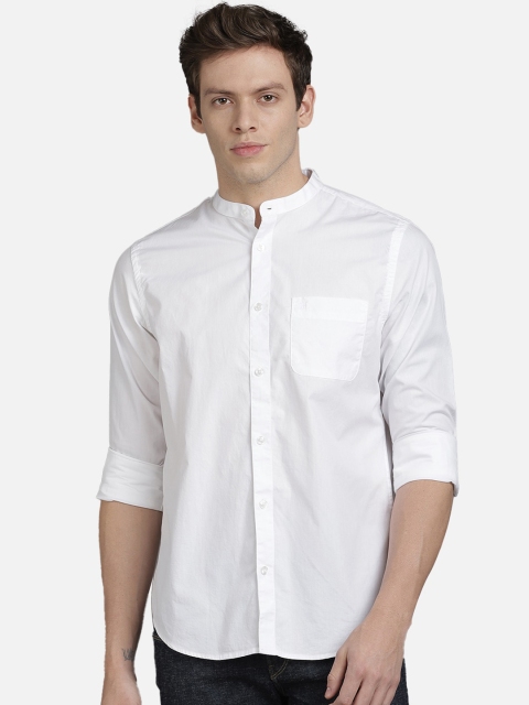 

TED HARBOR Men White Slim Fit Solid Casual Shirt