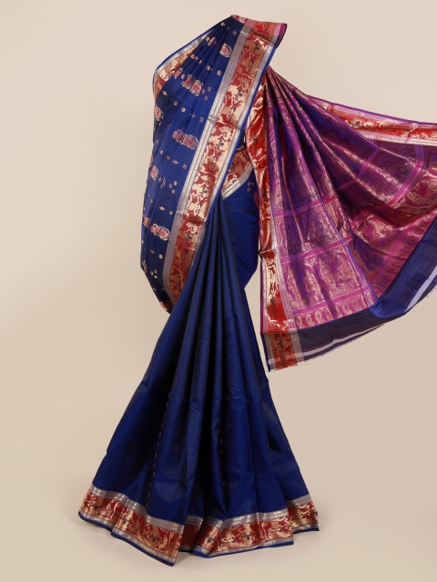 

Pothys Blue Woven Design Baluchari Saree