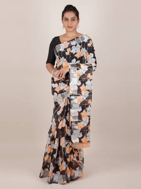 

Pothys Black Printed Jute Silk Saree