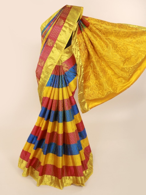 

Pothys Gold-Toned & Red Pure Silk Woven Design Kanjeevaram Saree
