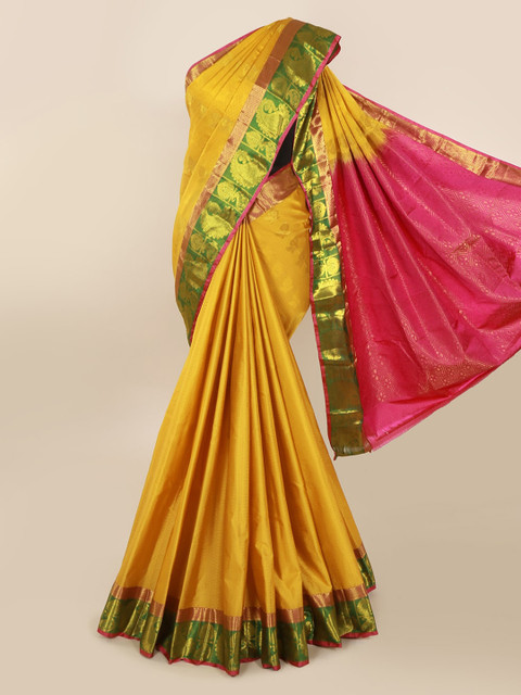 

Pothys Mustard Pure Silk Woven Design Kanjeevaram Saree