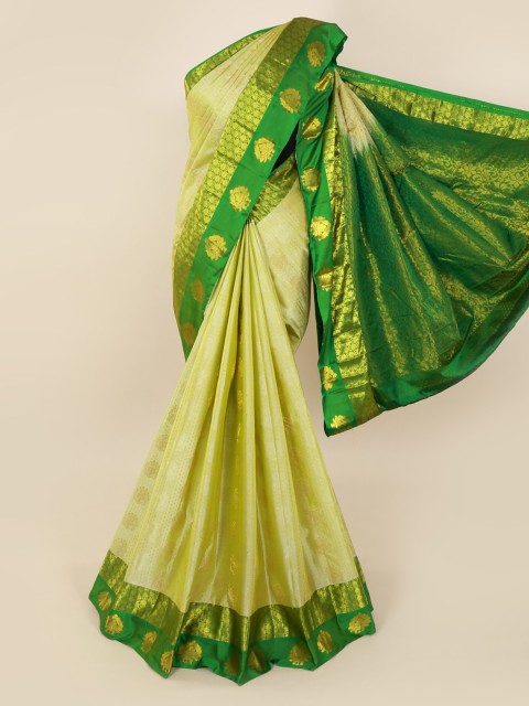 

Pothys Green Pure Silk Solid Kanjeevaram Saree