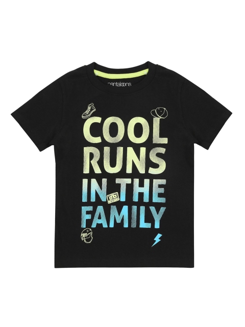 

Pantaloons Junior Boys Black Printed Round Neck Cotton Pure Cotton T-shirt
