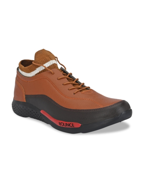 

Sir Corbett Men Tan Brown & Black Colourblocked Leather Sneakers