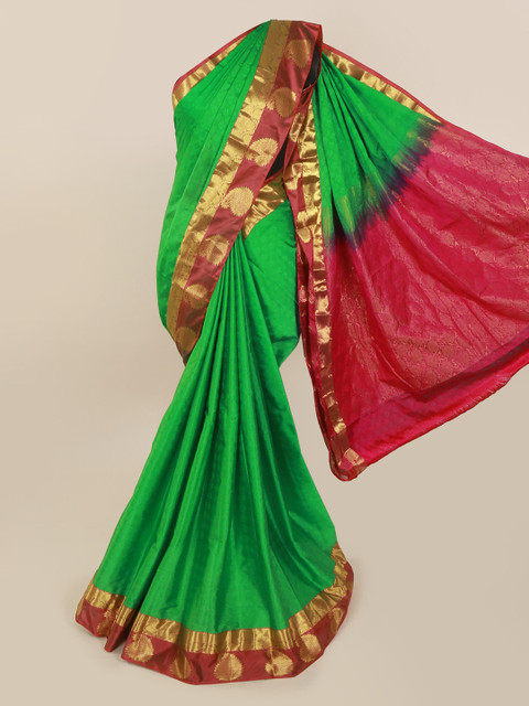 

Pothys Green Pure Silk Woven Design Kanjeevaram Saree