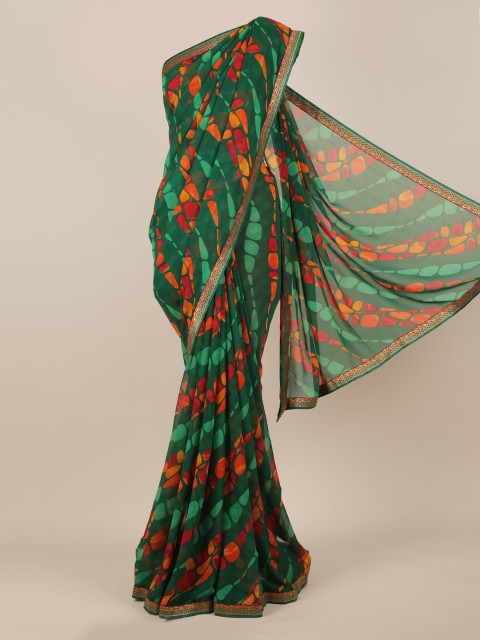 

Pothys Green Printed Poly Chiffon Saree