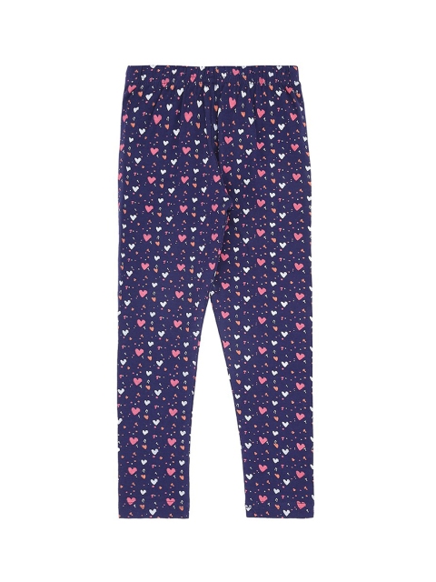 

CHALK by Pantaloons Girls Navy Blue & Pink Printed Ankle-Length Leggings