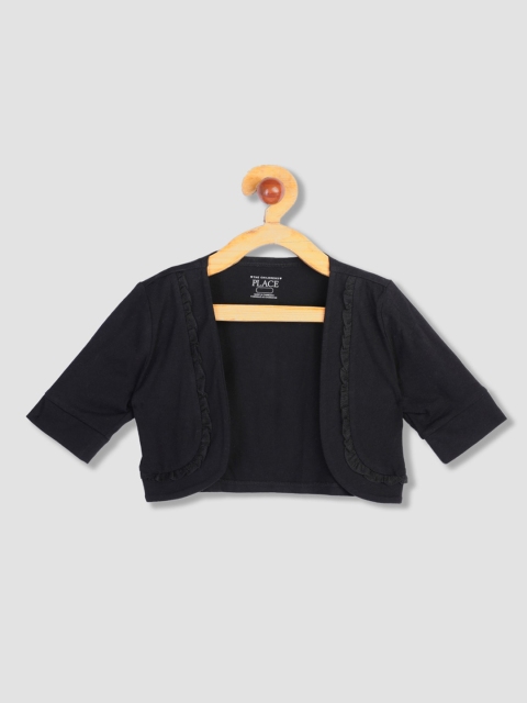 

The Childrens Place Girls Black Solid Open Front Shrug