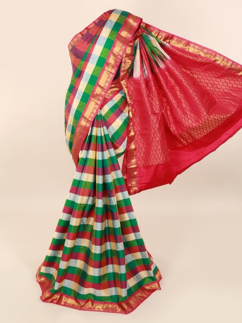 

Pothys Red & Green Pure Silk Woven Design Kanjeevaram Saree