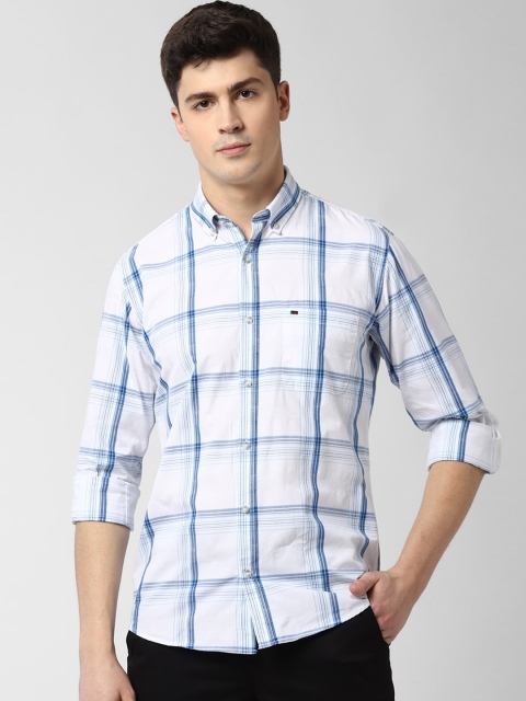 

Peter England Men White Slim Fit Checked Casual Shirt