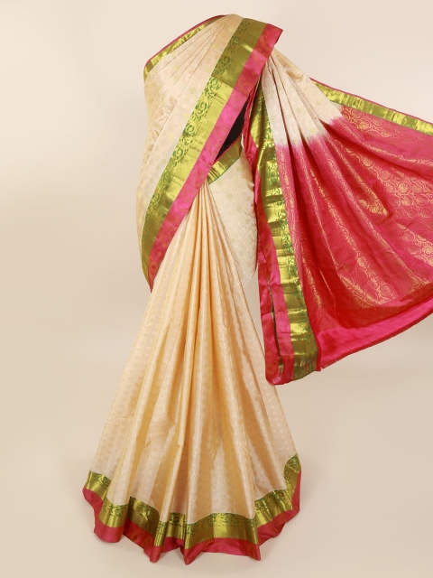 

Pothys Cream-Coloured Pure Silk Woven Design Kanjeevaram Saree