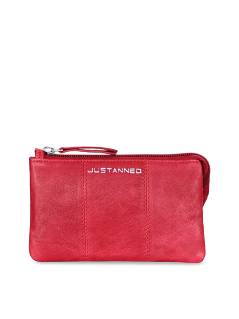 

Justanned Women Red Solid Leather Zip Around Wallet