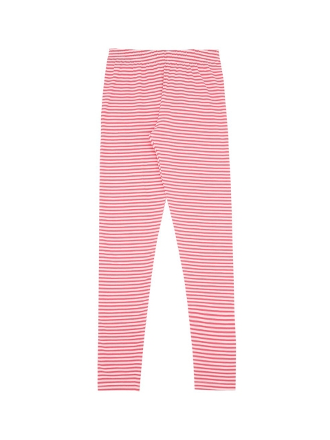 

Pantaloons Junior Girls Pink & White Striped Ankle-Length Leggings