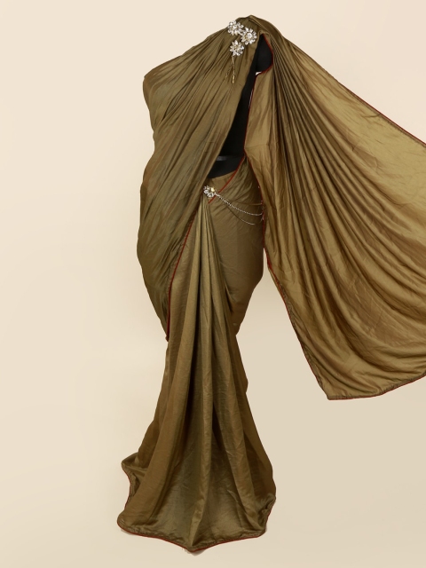 

Pothys Green Solid Pure Georgette Saree