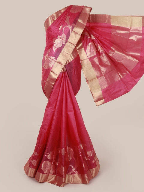 

Pothys Magenta Pure Silk Woven Design Tussar Saree