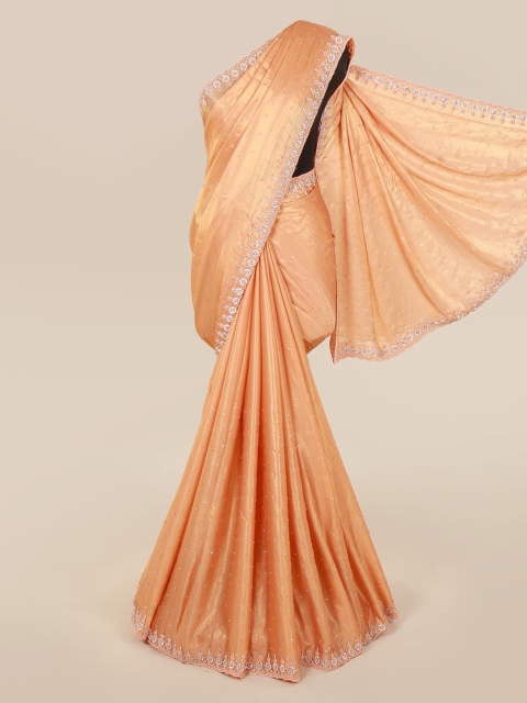 

Pothys Peach-Coloured Embellished Pure Georgette Saree