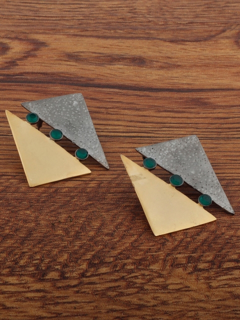 

Alamod Rhodium-Plated & Gold-Toned Geometric Studs, Grey