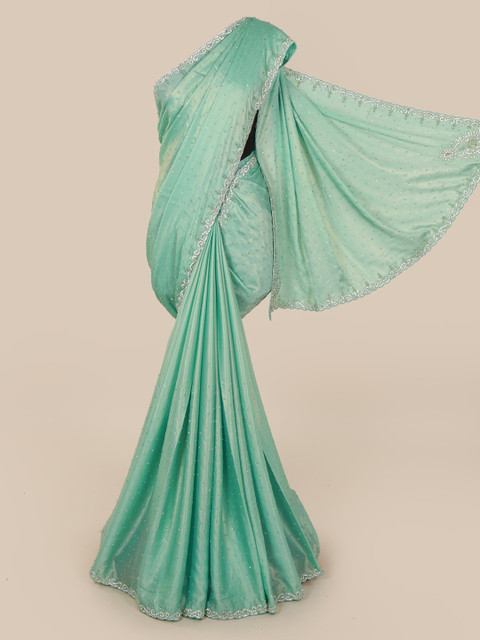 

Pothys Green Embellished Pure Georgette Saree