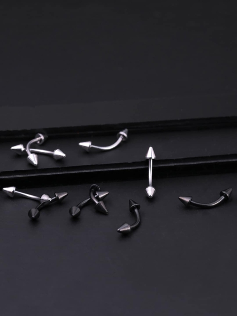 

Yellow Chimes Set of 10 Silver-Toned Contemporary Studs