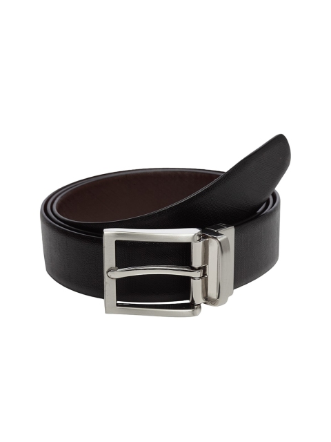 

WELBAWT Men Black & Brown Textured Slim Fit Leather Reversible Belt
