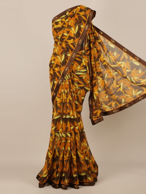 

Pothys Brown Printed Poly Chiffon Saree