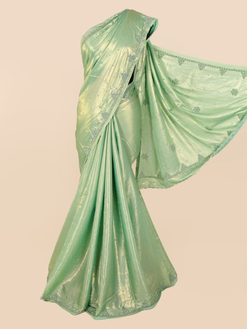 

Pothys Green Embellished Pure Georgette Saree
