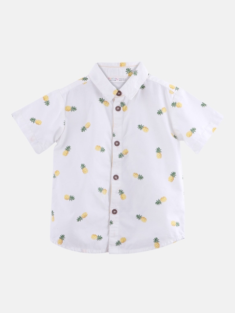 

Beebay Boys White Regular Fit Printed Casual Shirt