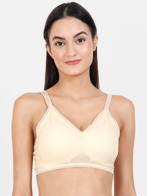 

Golden Girl Beige Self Design Non-Wired Removable Padding Everyday Bra 5656 Skin_30C