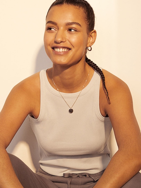 

H&M Women Beige Ribbed Vest Top