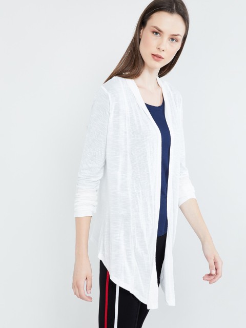 

max Women White Solid Open Front Shrug