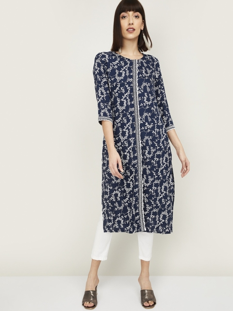 

Melange by Lifestyle Women Blue Printed Kurta