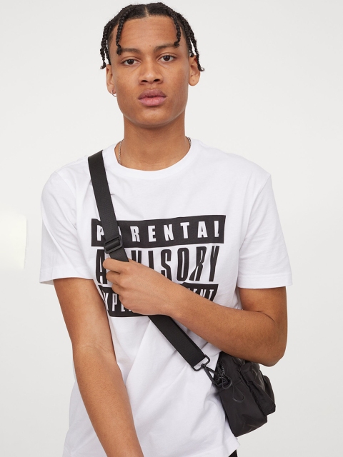 

H&M Men White Print-Motif T-Shirt