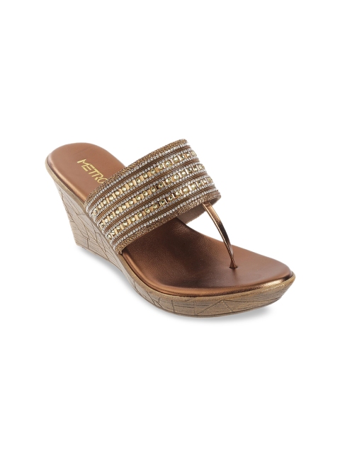 

Metro Women Gold-Toned Embellished Wedges