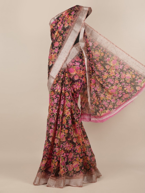 

Pothys Black Printed Jute Silk Saree