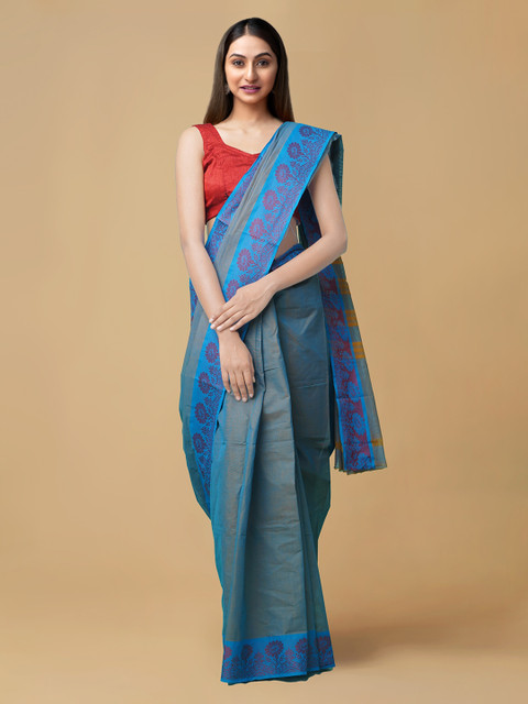 

Unnati Silks Blue Pure Cotton Woven Design Venkatgiri Saree