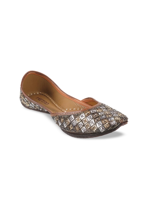 

Metro Women Gold-Toned Embellished Mojaris