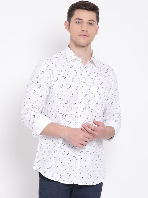 

Turtle Men White Slim Fit Printed Casual Shirt