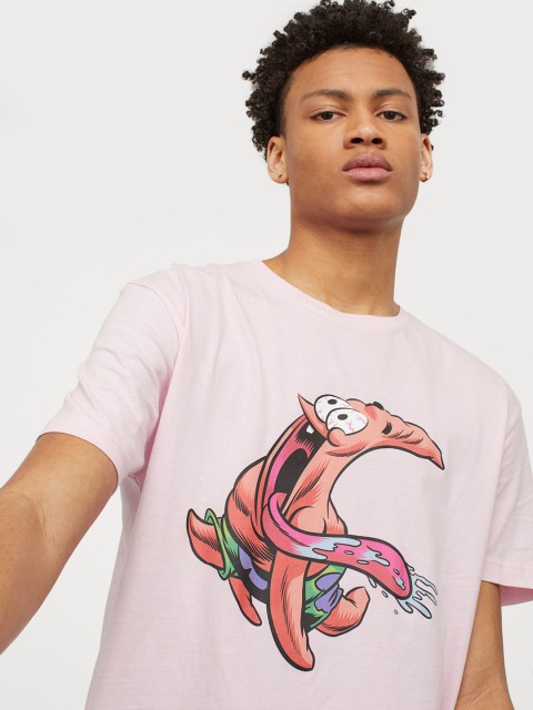 

H&M Men Pink Print-Motif T-shirt