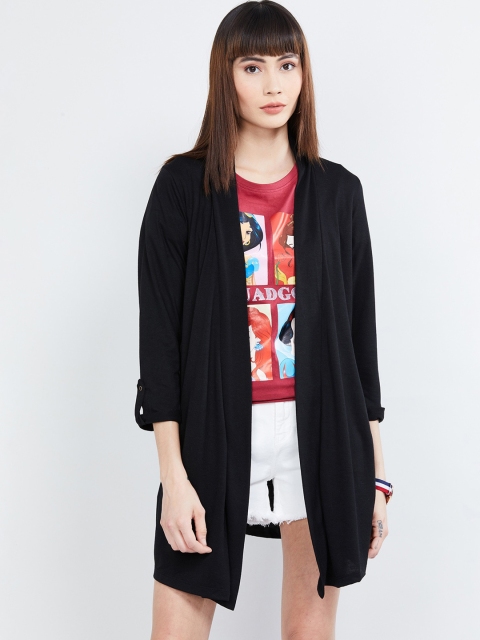 

max Women Black Solid Open Front Shrug