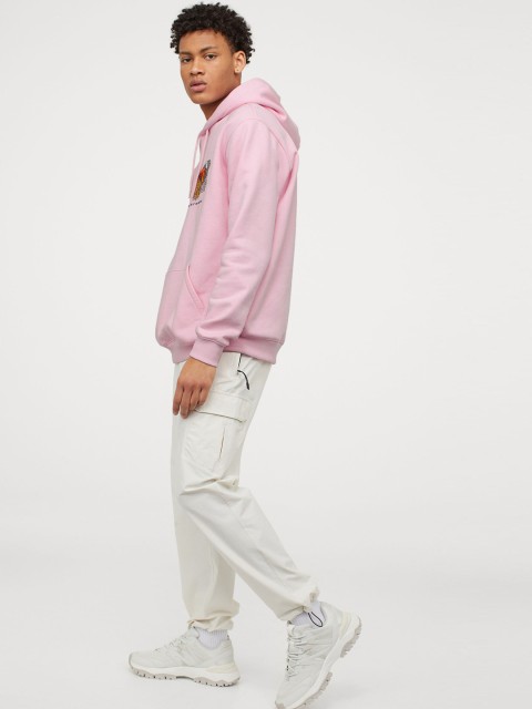 

H&M Men Pink Printed Hoodie