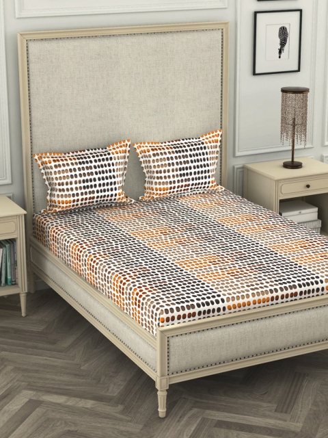 

BIANCA White & Black Geometric 110 TC Cotton 1 King Bedsheet with 2 Pillow Covers