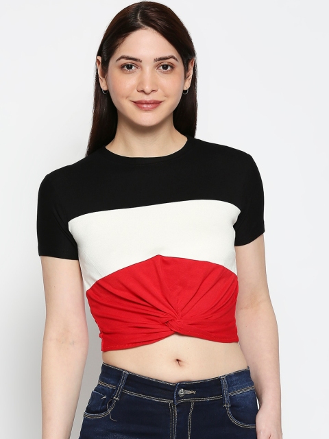 

AMMARZO Women Red & White Colourblocked Top