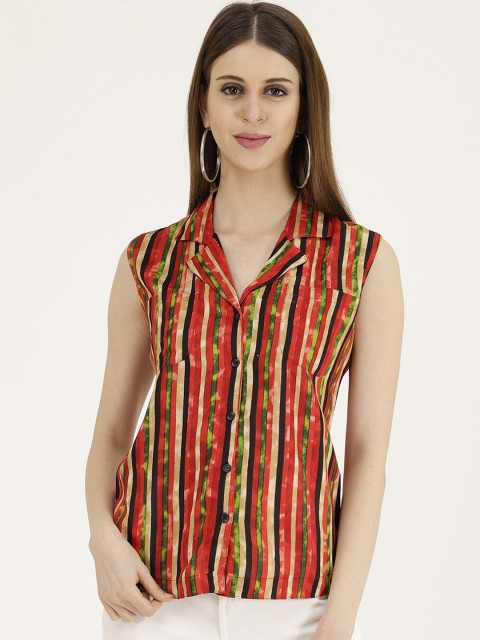 

Darzi Women Multicoloured Regular Fit Striped Casual Shirt, Multi